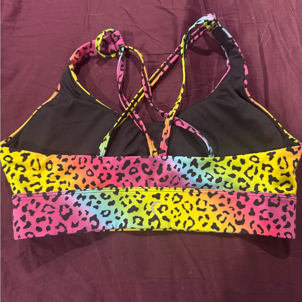 Multicolor Leopard Print Sports Bra